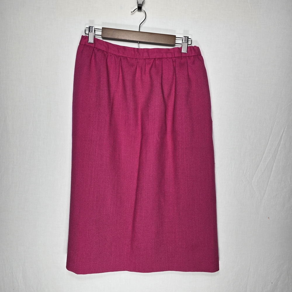 Plus 18W Chic Fuchsia Midi Skirt for Women Slit In Back Lined